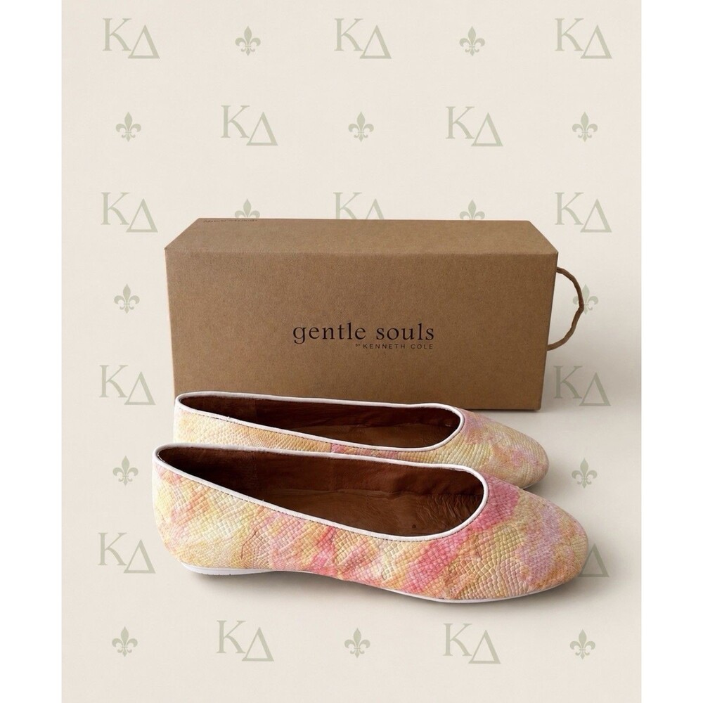 Gentle Souls Eugene Travel Ballet Flats Size 7.5M Tropical Pastel in Calf Skin